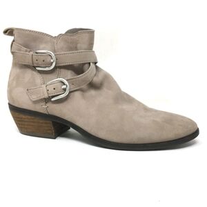 Sam Edelman Taupe Suede Ankle Boots with Double Buckle 6